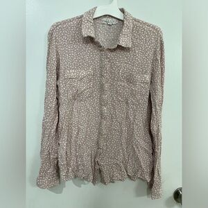 Hippie Rose Floral-Print Button Top, size small